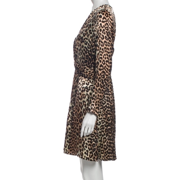 Ganni Animal Print V-Neck Midi Dress size 8 - Picture 2 of 8